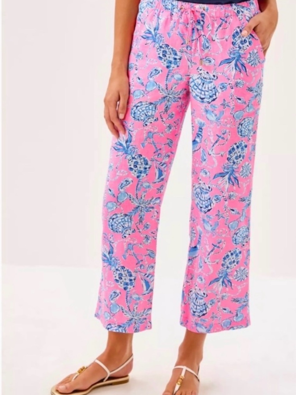 Lilly Pulitzer Brawley Linen Crop Pants size L